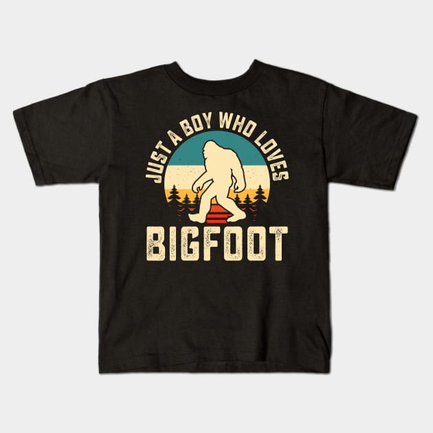 Just a boy who loves bigfoot Kids T-Shirt by Dylante